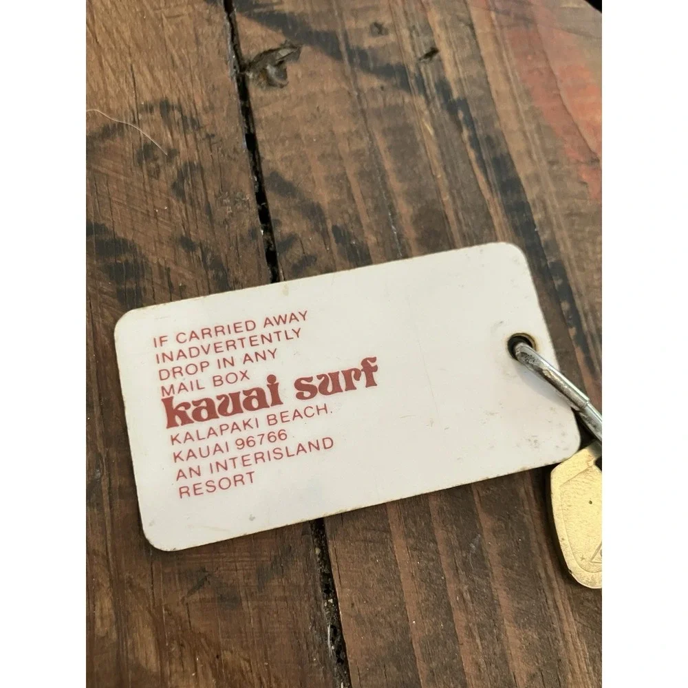 Vintage Kauai Surf Resort Hotel Room Key #233 Kalapaki Beach Hawaii Key Fob
